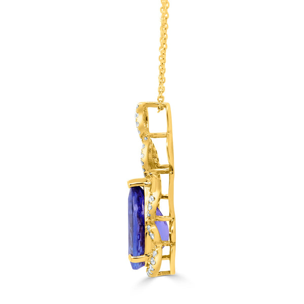 5.44ct Tanzanite Pendant with 0.45tct Diamonds set in 14K Yellow Gold