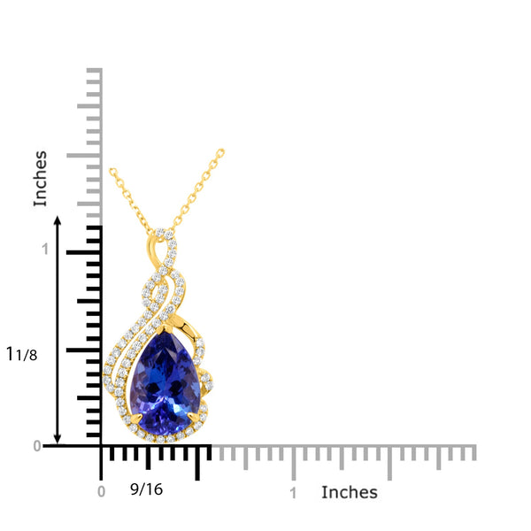 5.44ct Tanzanite Pendant with 0.45tct Diamonds set in 14K Yellow Gold