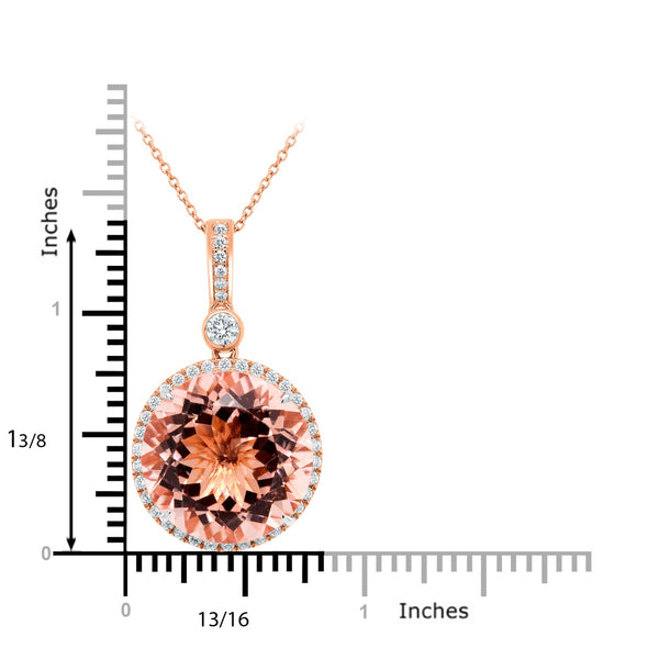 18.8ct Morganite Pendant with 0.73tct Diamonds set in 14K Two Tone Gold