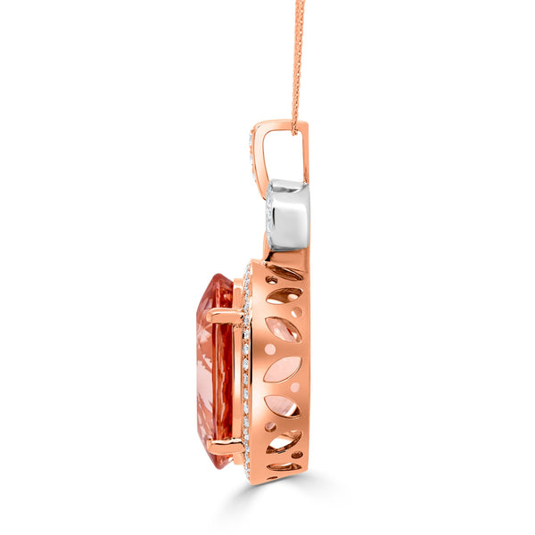 20.78ct Morganite Pendant with 0.6ct Diamonds set in 14K Two Tone