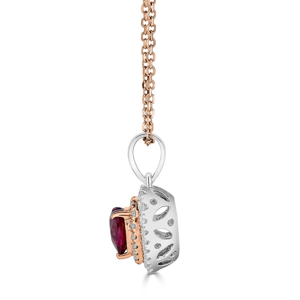 1.22ct Ruby Pendant with 0.31tct diamonds set in 18K two tone gold