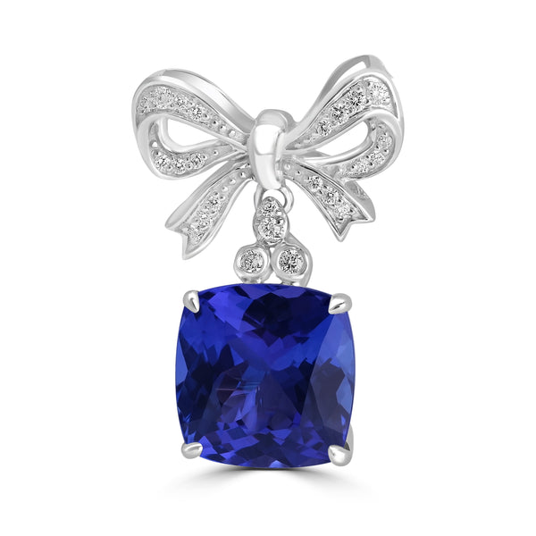 4.613ct Tanzanite Pendants with 0.114tct Diamond set in 18K White Gold