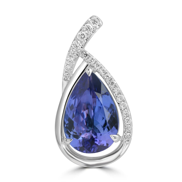 3.91ct Tanzanite Pendants with 0.215tct Diamond set in 18K White Gold