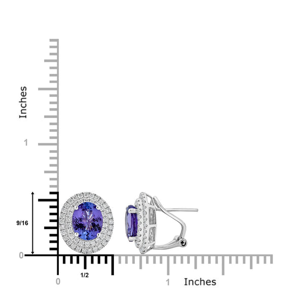 4.60tct Tanzanite Stud Earrings with 1.03tct diamonds set in 14K white gold