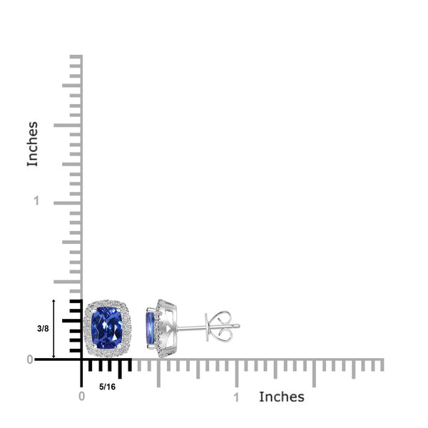 2.08ct Tanzanite Earrings with 0.39tct Diamond set in 14K White Gold