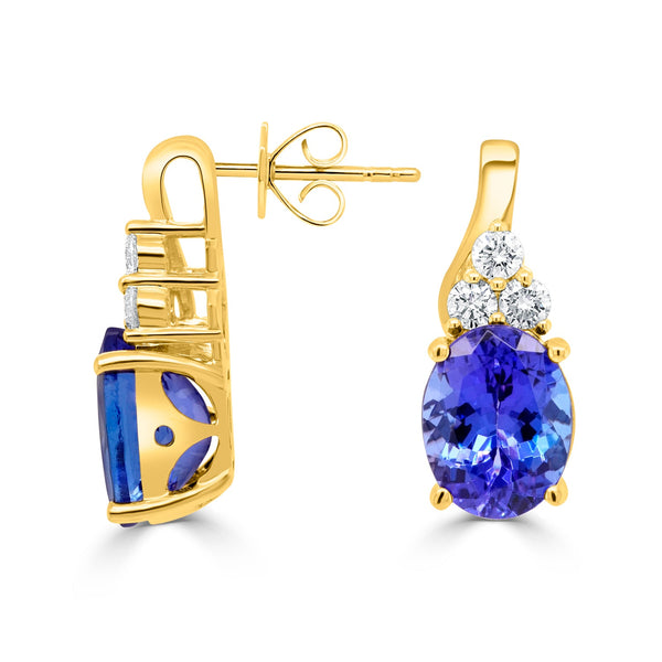 5.07tct Tanzanite Earring with 0.36tct Diamonds set in 14K Yellow Gold