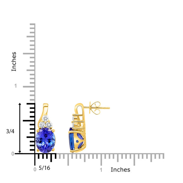 5.07tct Tanzanite Earring with 0.36tct Diamonds set in 14K Yellow Gold