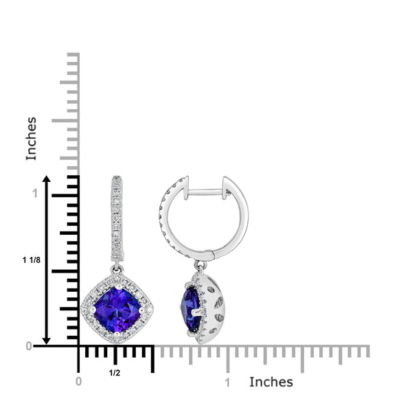 3.20tct Tanzanite Earrings with 0.67tct diamonds set in 14K white gold