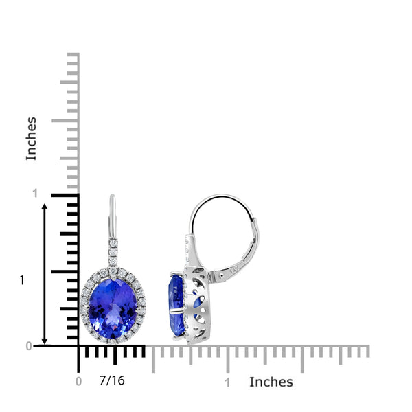 6.59tct Tanzanite Earring with 0.5tct Diamonds set in 14K White Gold