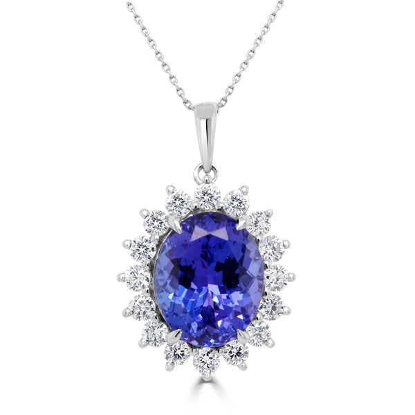 4.81ct Tanzanite Pendant with 0.78tct Diamonds set in 14K White Gold