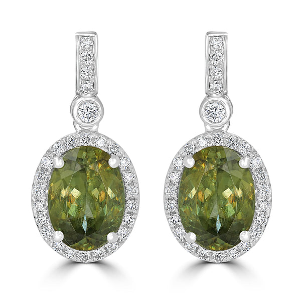 5.6tct Sphene Earring with 0.47tct Diamonds set in 14K White Gold