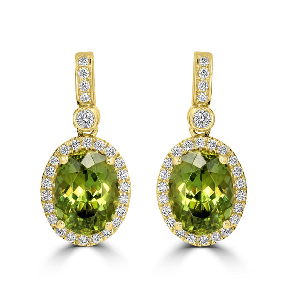 6.02tct Sphene Earring with 0.45tct Diamonds set in 14K Yellow Gold