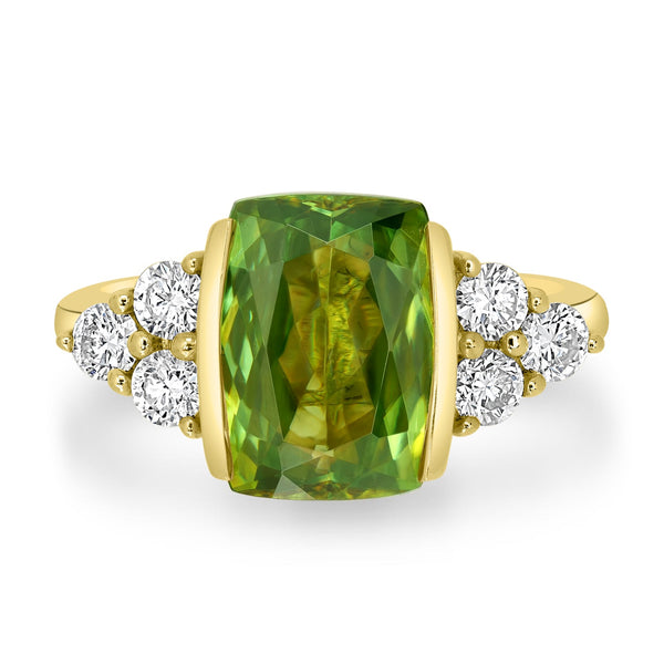 4.23ct  Sphene Rings with 0.58tct Diamond set in 14K Yellow Gold