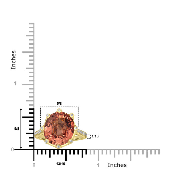 8.95ct Tourmaline Rings with 0.29tct Diamond set in 18K Yellow Gold