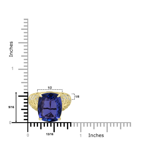 9.445ct Tanzanite Rings with 0.613tct Diamond set in 18K Yellow Gold