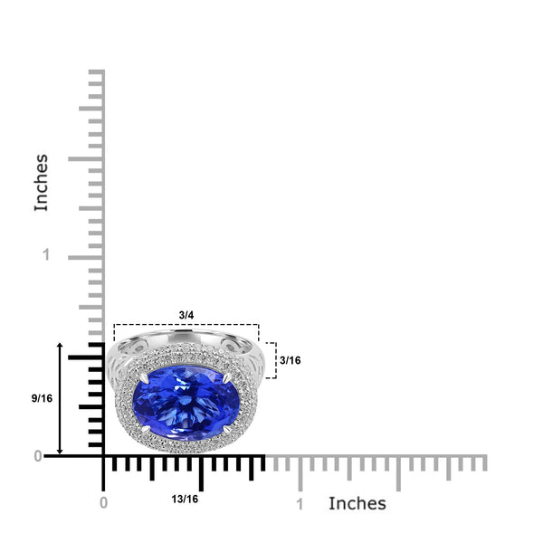 7.06ct Tanzanite Rings with 0.527tct Diamond set in 18K White Gold