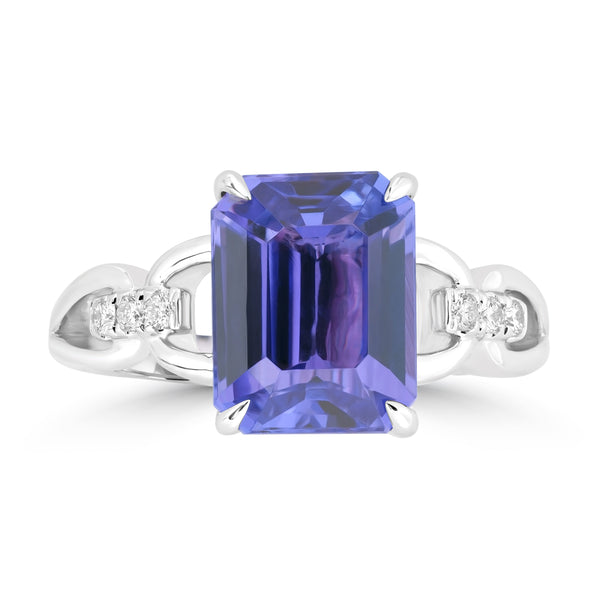 4.31ct Tanzanite Rings with 0.09tct Diamond set in 18K White Gold