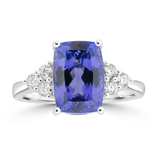 5.3ct Tanzanite Rings with 0.278tct Diamond set in 18K White Gold