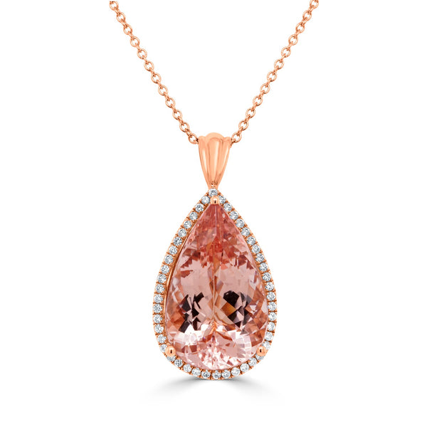 20.79ct Morganite Pendant with 0.65tct Diamonds set in 14K Rose Gold