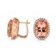 15.12tct Morganite Stud Earrings with 0.64tct diamonds set in 14K rose gold