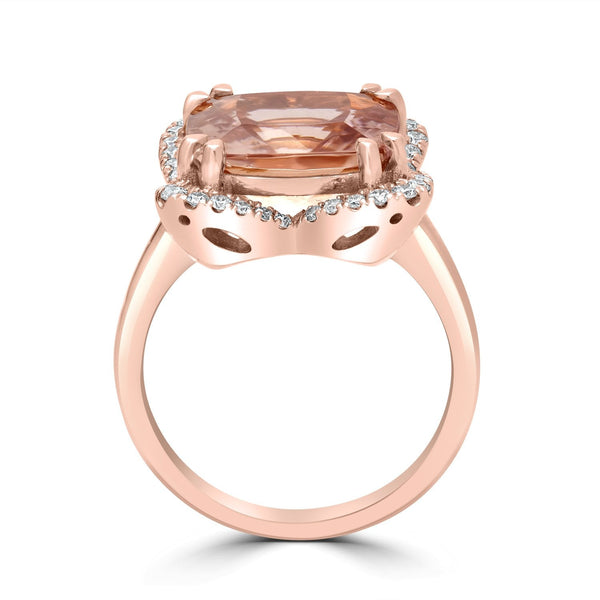 6.03ct Morganite Rings with 0.35tct Diamond set in 14K Rose Gold