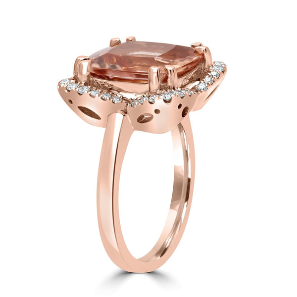 6.03ct Morganite Rings with 0.35tct Diamond set in 14K Rose Gold