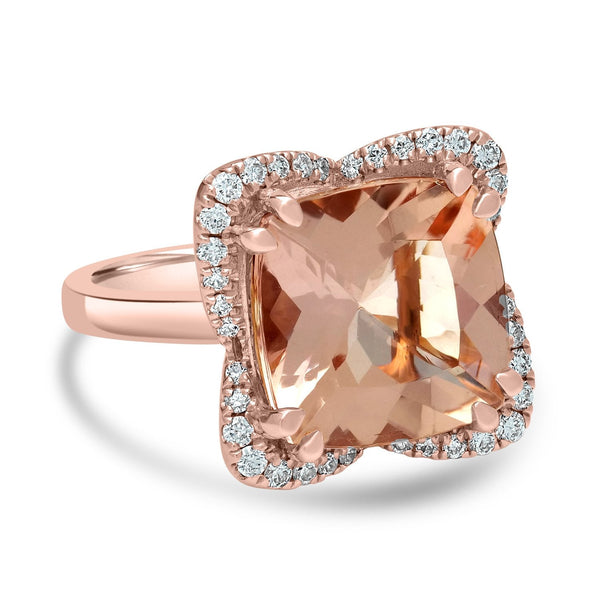 6.03ct Morganite Rings with 0.35tct Diamond set in 14K Rose Gold