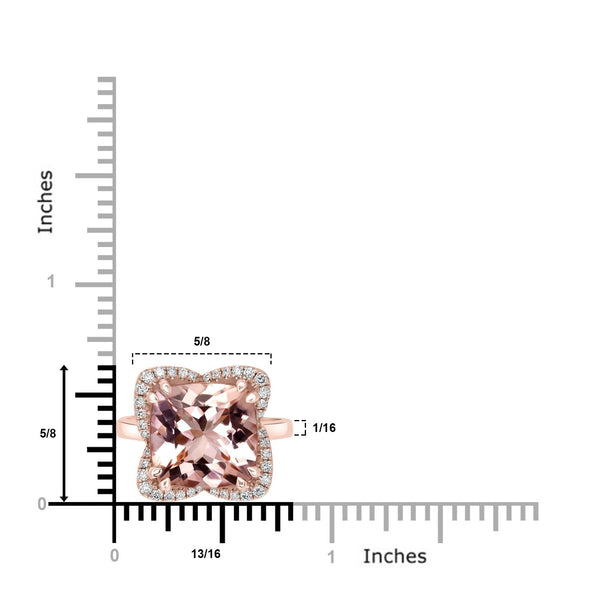 6.03ct Morganite Rings with 0.35tct Diamond set in 14K Rose Gold