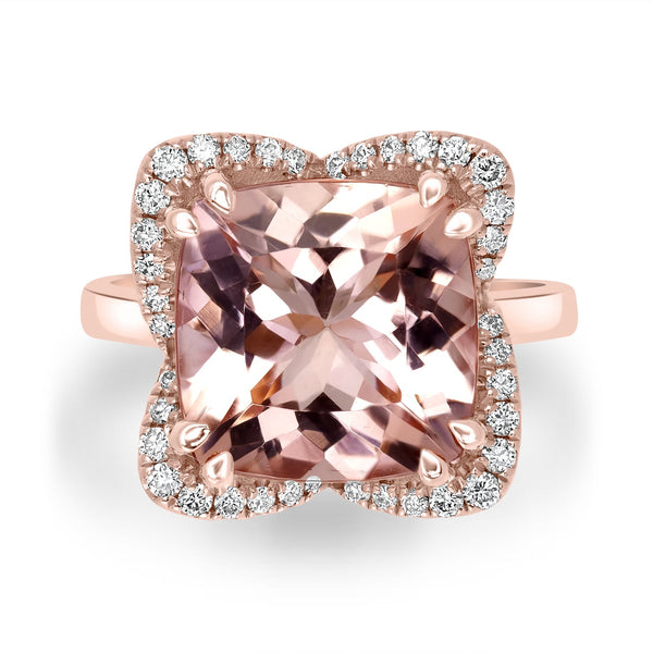 6.03ct Morganite Rings with 0.35tct Diamond set in 14K Rose Gold