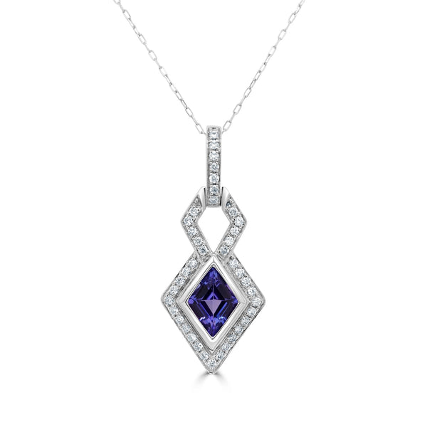 2.27ct Tanzanite Pendant with 0.38tct Diamonds set in 14K White Gold