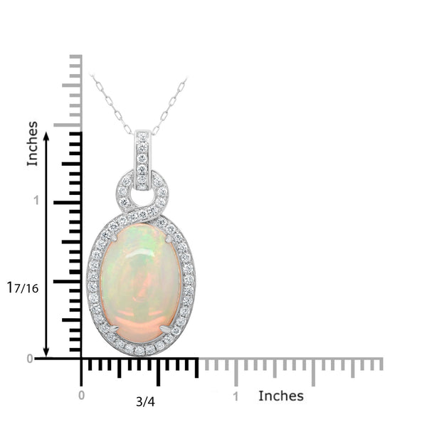 9.22ct Opal Pendant with 0.81tct Diamonds set in 14K White Gold