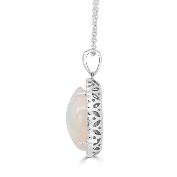 8.37ct Opal Pendant with 0.74tct Diamonds set in 14K White Gold