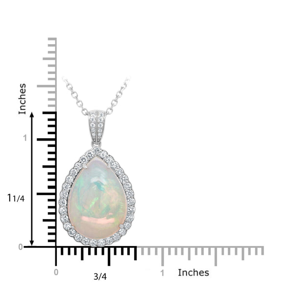 8.37ct Opal Pendant with 0.74tct Diamonds set in 14K White Gold