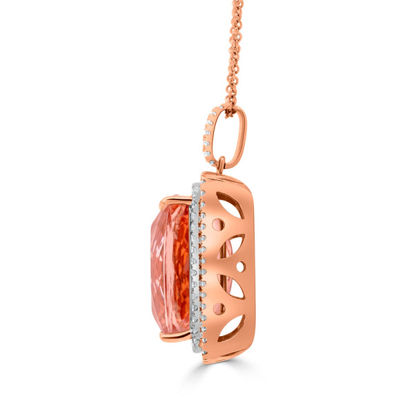 29.56ct Morganite Pendant with 1.14tct Diamonds set in 14K Two Tone Gold