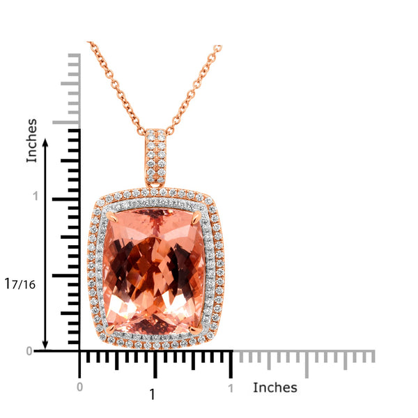 29.56ct Morganite Pendant with 1.14tct Diamonds set in 14K Two Tone Gold