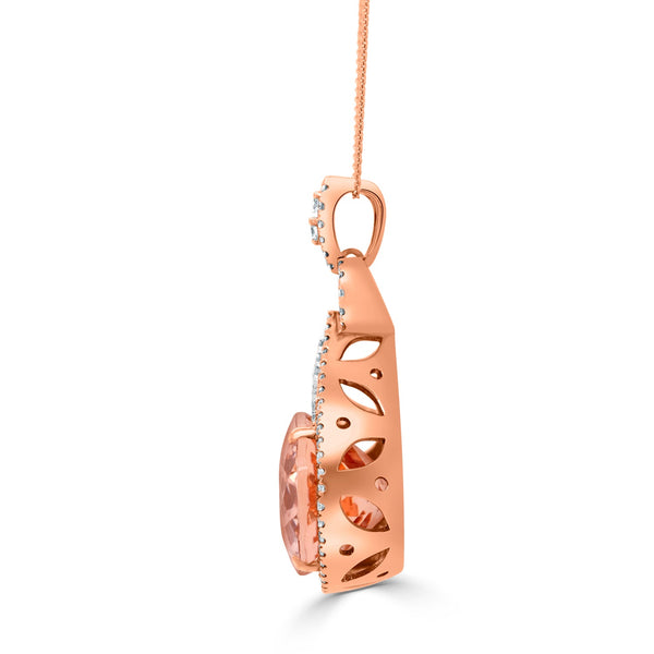 18.63ct Morganite Pendant with 0.78tct Diamonds set in 14K Two Tone Gold