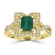 1.05ct   Emerald Rings with 0.42tct Diamond set in 14K Yellow Gold