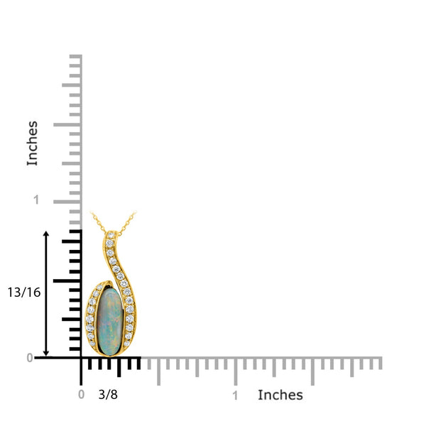 1.09ct Opal Pendant with 0.18tct Diamonds set in 14K Yellow Gold