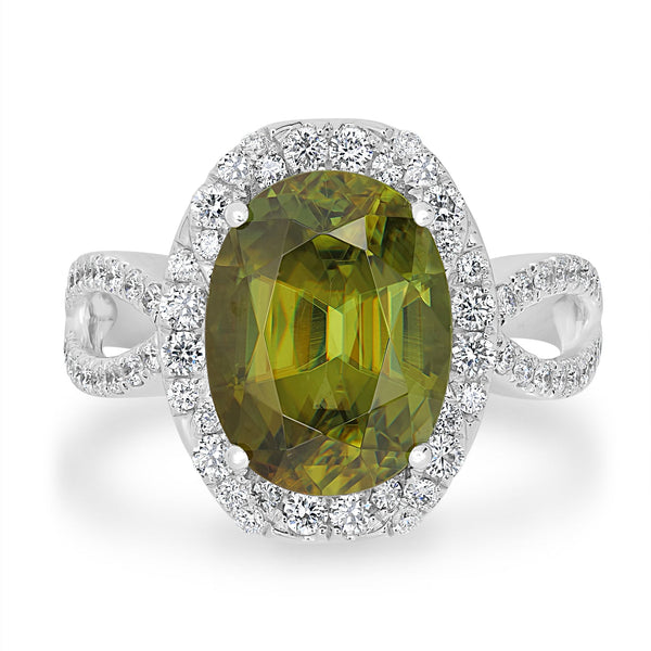 4.38ct  Sphene Rings with 0.59tct Diamond set in 14K White Gold