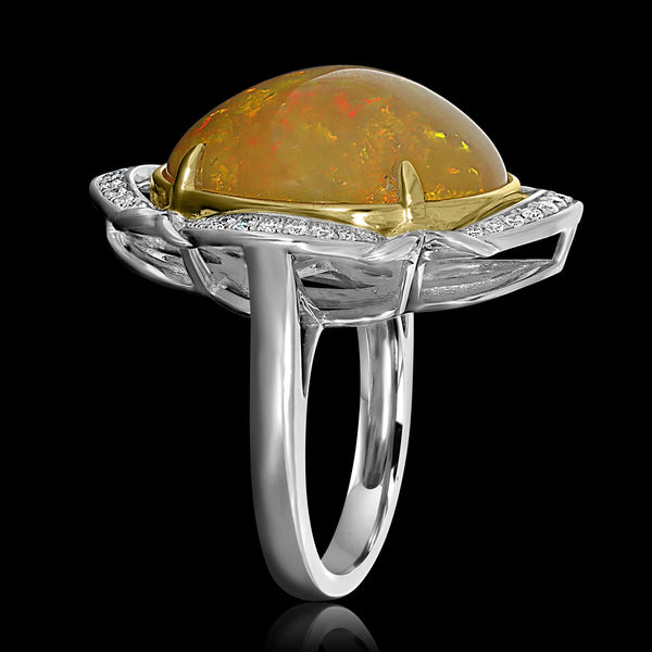 11.71ct Opal Ring with 0.29tct Diamonds set in 14K Two Tone Gold