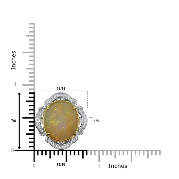 11.71ct Opal Ring with 0.29tct Diamonds set in 14K Two Tone Gold