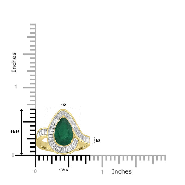 1.93ct   Emerald Rings with 1.7tct Diamond set in 14K Yellow Gold