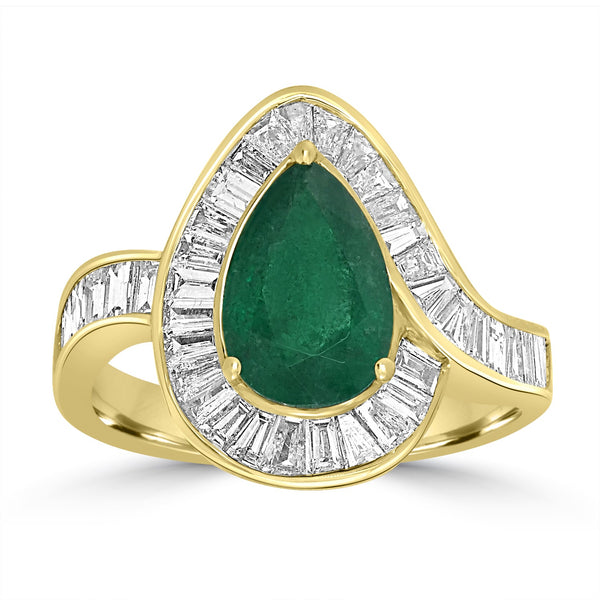 1.93ct   Emerald Rings with 1.7tct Diamond set in 14K Yellow Gold