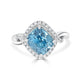 7.12 Blue Zircon Rings with 0.34tct Diamond set in 14K White Gold