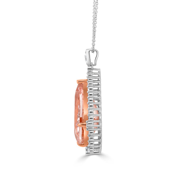 17.02ct Morganite Pendant with 0.95tct Diamonds set in 14K Two Tone Gold