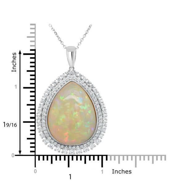 16.04ct Opal Pendant with 1.12tct Diamonds set in 14K White Gold