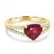 1.77ct Rubellite ring with 0.23tct diamonds set in 14kt yellow gold