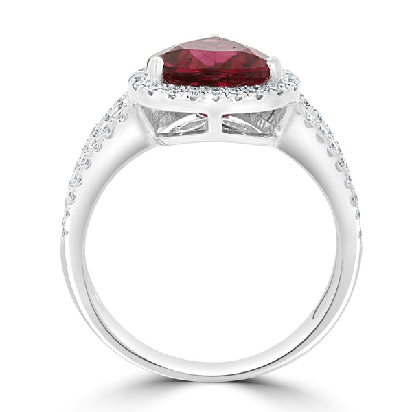 2.01ct Rubellite Ring with 0.43tct Diamonds set in 14K White Gold