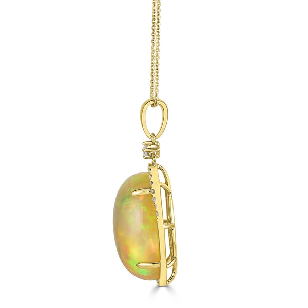 11.65ct Opal Pendant with 0.18tct diamonds set in 14K yellow gold