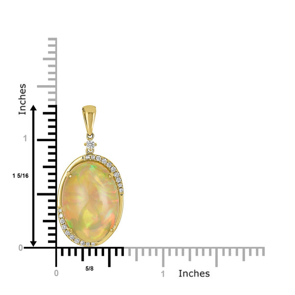 11.65ct Opal Pendant with 0.18tct diamonds set in 14K yellow gold